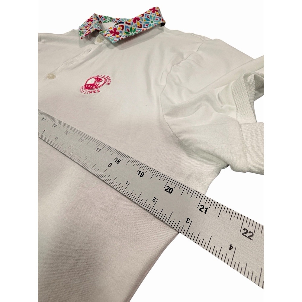 Polo Golf Ralph Lauren Pebble Beach Golf Links Polo Shirt XL White Floral Collar - Picture 6 of 7
